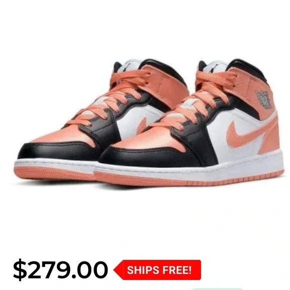 NIKE AIR JORDAN 1 MID (White / Black / Madder Root) - Picture 1 of 6